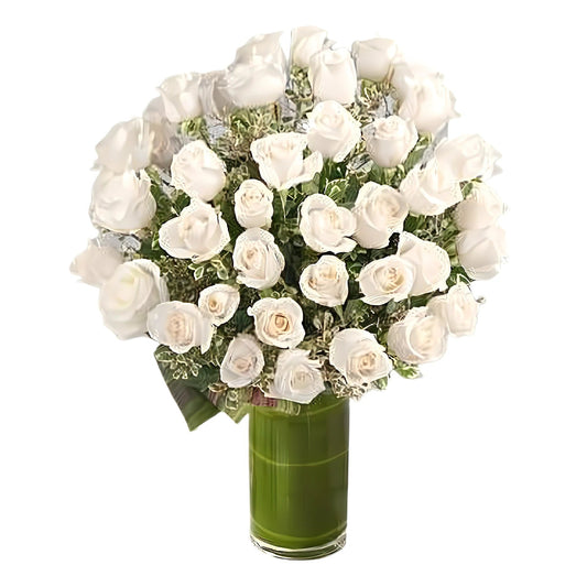 Luxury Rose Bouquet - 48 Premium Long Stem White Roses