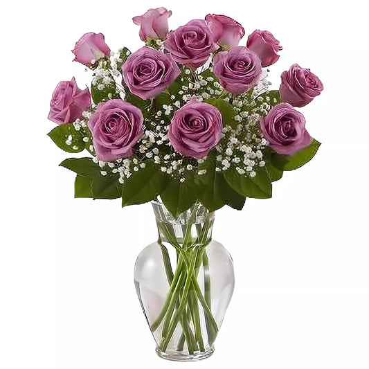 Premium Long Stem - Dozen Purple Roses