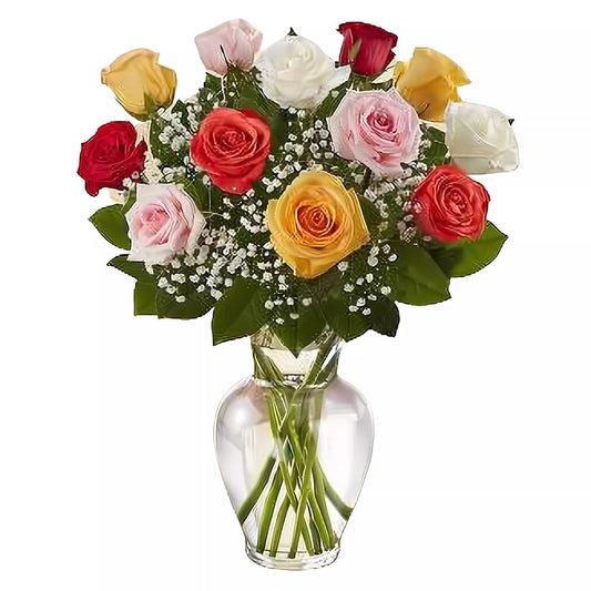 Premium Long Stem - Dozen Assorted Roses