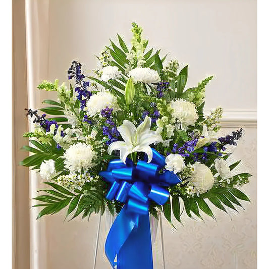 Heartfelt Sympathies Blue & White Standing Basket