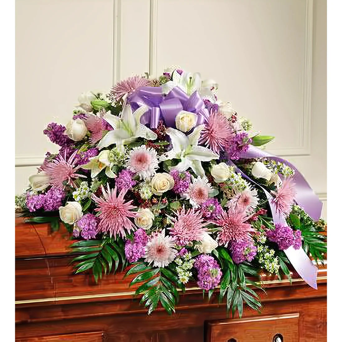 Cherished Memories Lavender Half Casket Cover